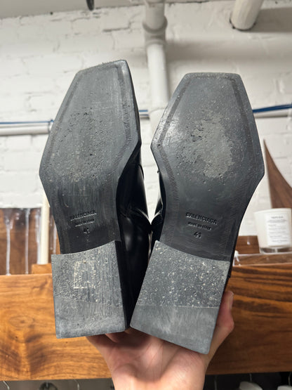 SS2019 Balenciaga ‘BB Rim’ Square Toe Shape Black Patent Leather Boots