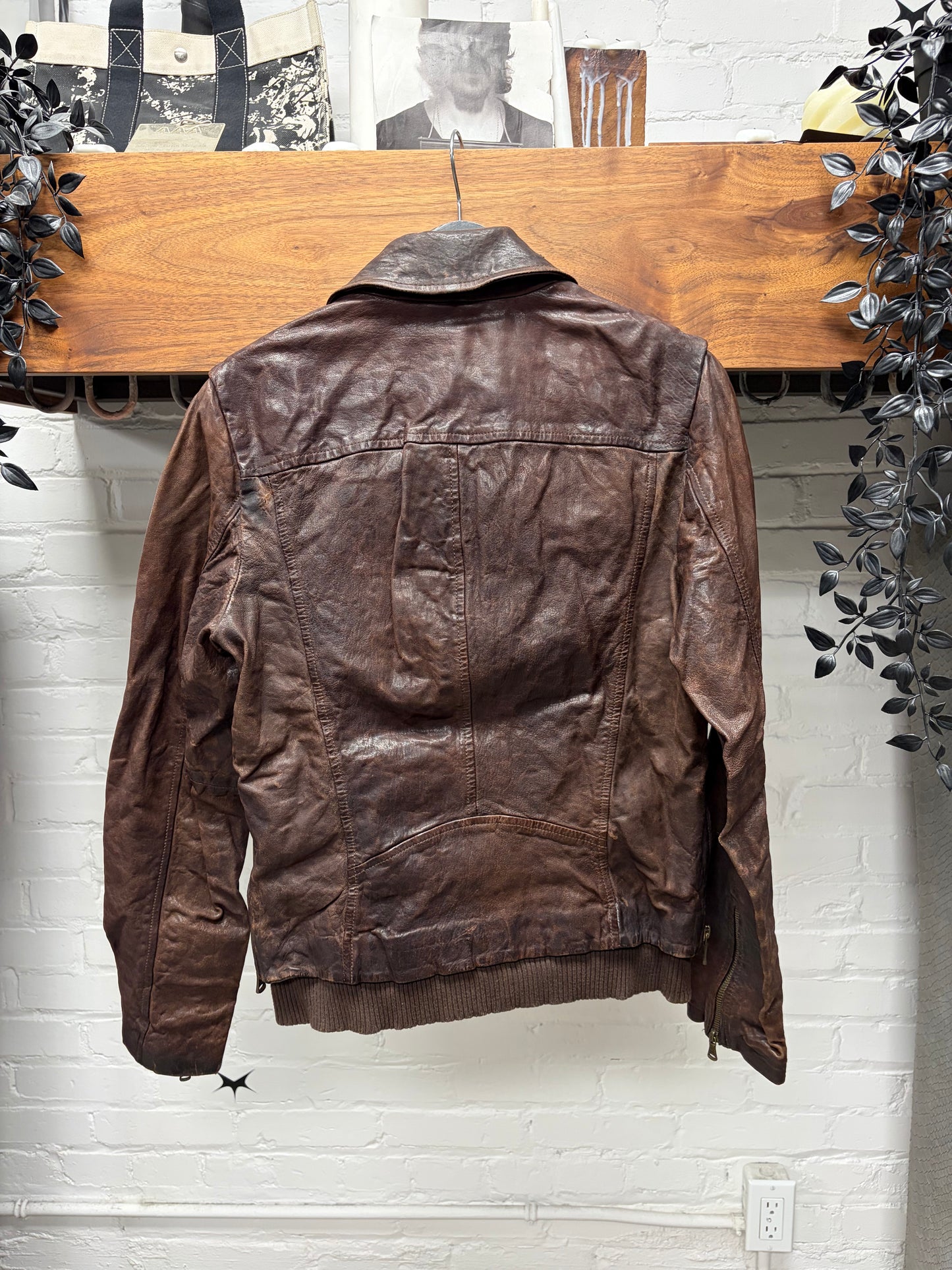 2000s Dolce & Gabbana Brown Lambskin Leather Cargo Jacket