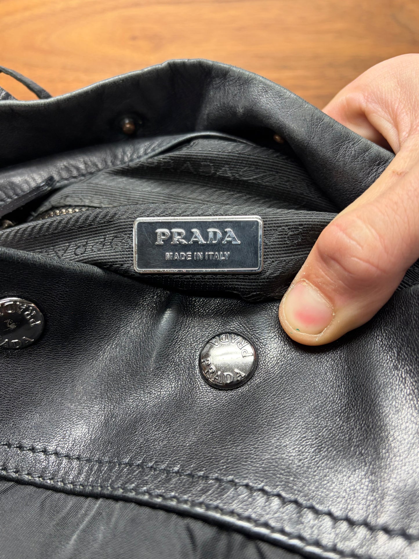 Prada ‘Tessuto’ Black Nylon/Leather ‘Half-Moon’ Hobo Bag