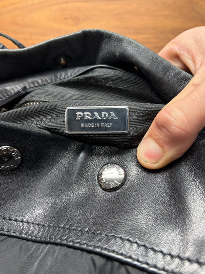 Prada ‘Tessuto’ Black Nylon/Leather ‘Half-Moon’ Hobo Bag