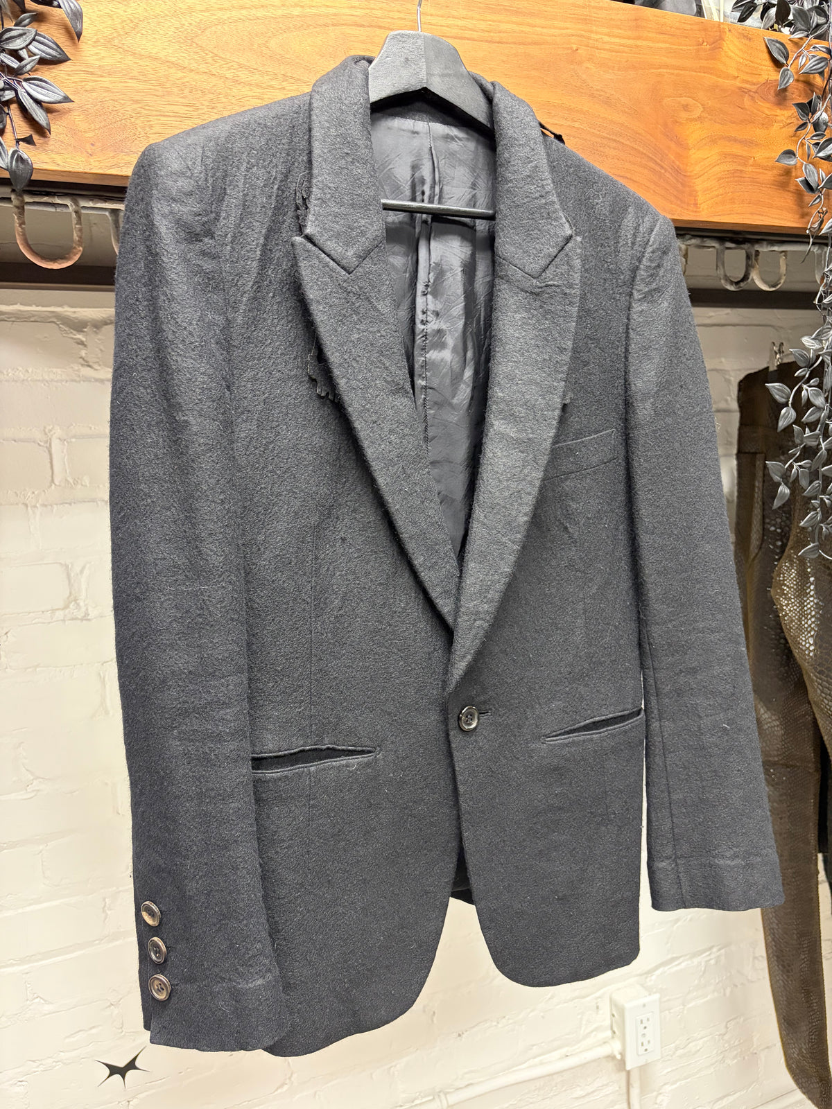 AW2005 Undercover ‘Arts n Crafts’ Laser Cut Skull Embellished Black Felted Wool Blazer