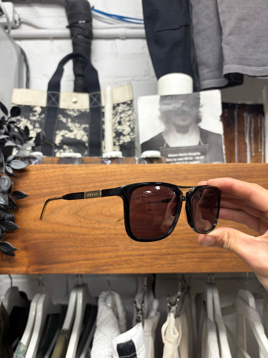 Gucci ‘GG0842S’ Square Frame Black/Gold Sunglasses