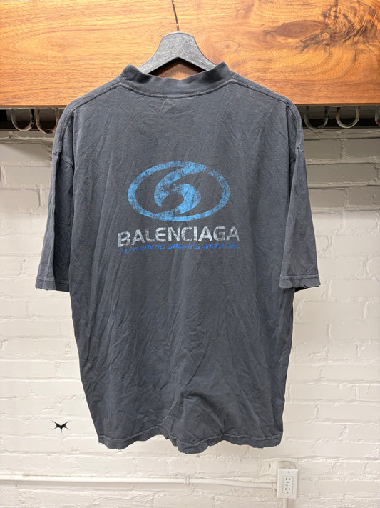 SS2024 Balenciaga ‘Surf Logo’ Black Distressed Cotton T-Shirt