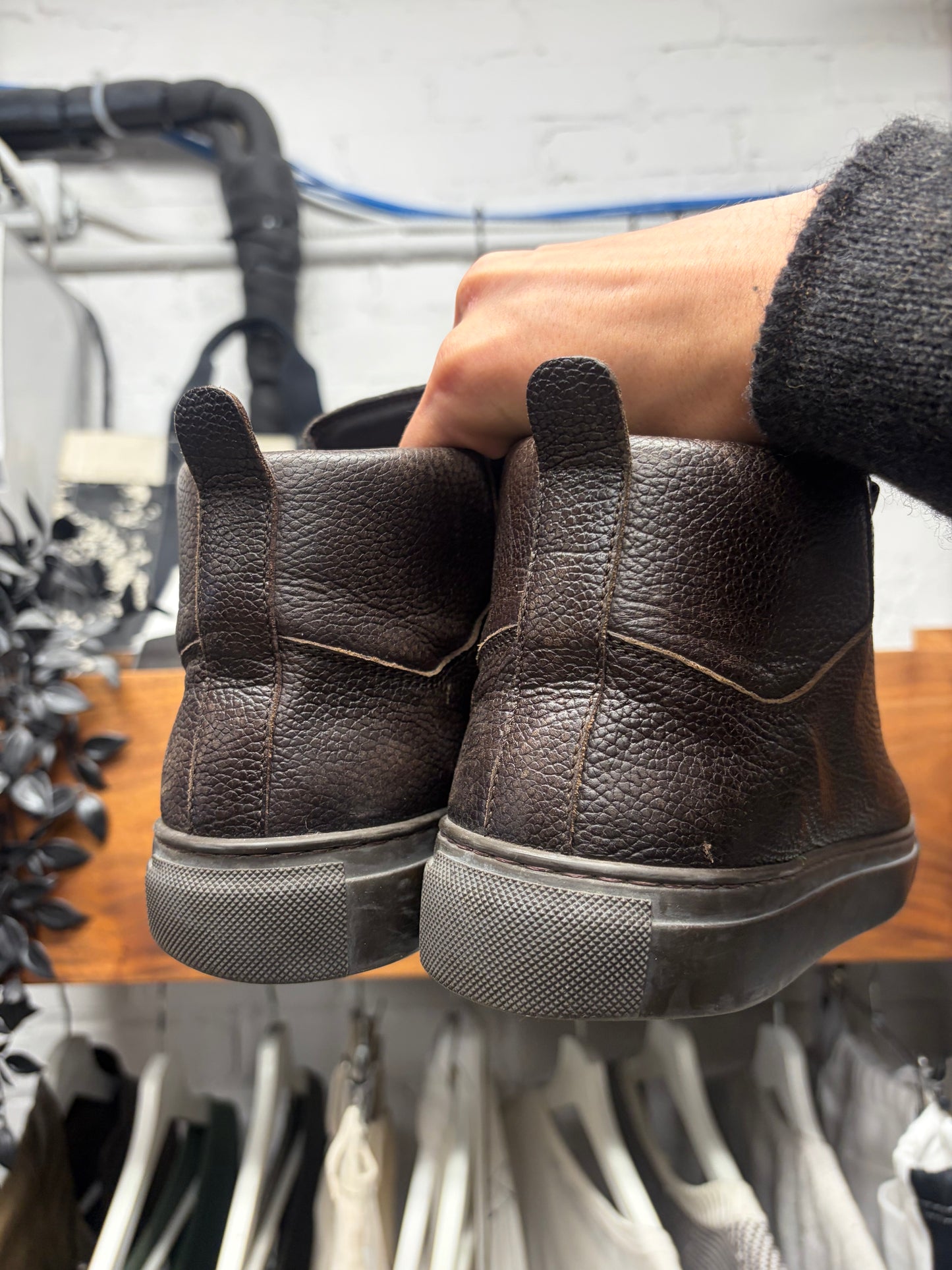Balenciaga ‘Arena’ Chocolate Brown Leather Low Top Sneakers