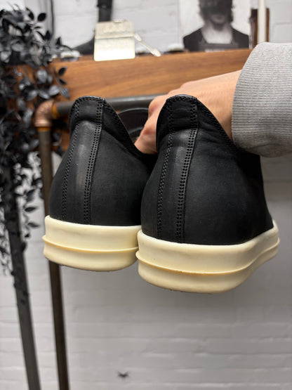 Rick Owens Black/Milk Leather ‘Ramones’ Low Top Sneakers