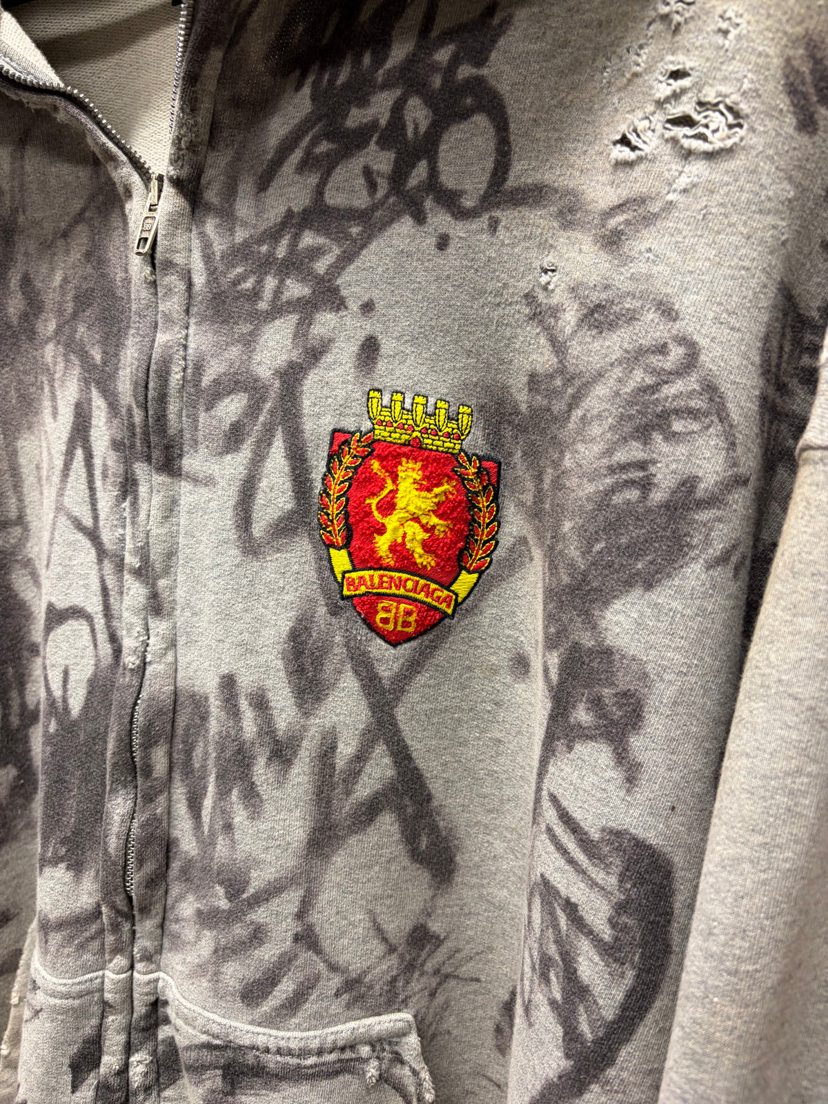 SS2023 Balenciaga ‘Skater’ Grey Zip-Up Hoodie