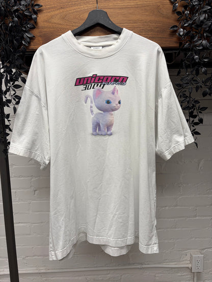 Vetements ‘Unicorn Kitty 3000’ Oversized White Graphic T-Shirt