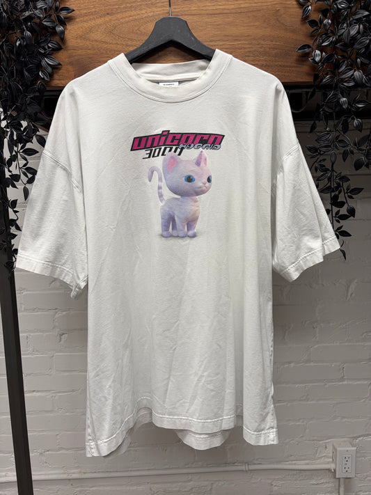 Vetements ‘Unicorn Kitty 3000’ Oversized White Graphic T-Shirt