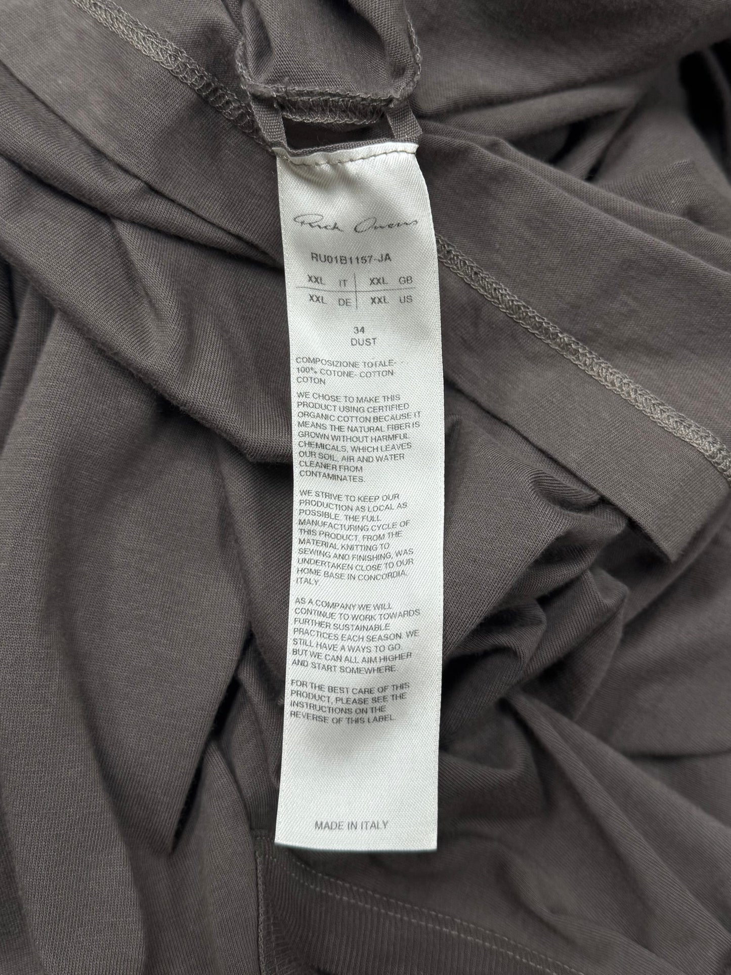 SS2022 Rick Owens ‘Fogachine’ Dust Brown Dylan Tee