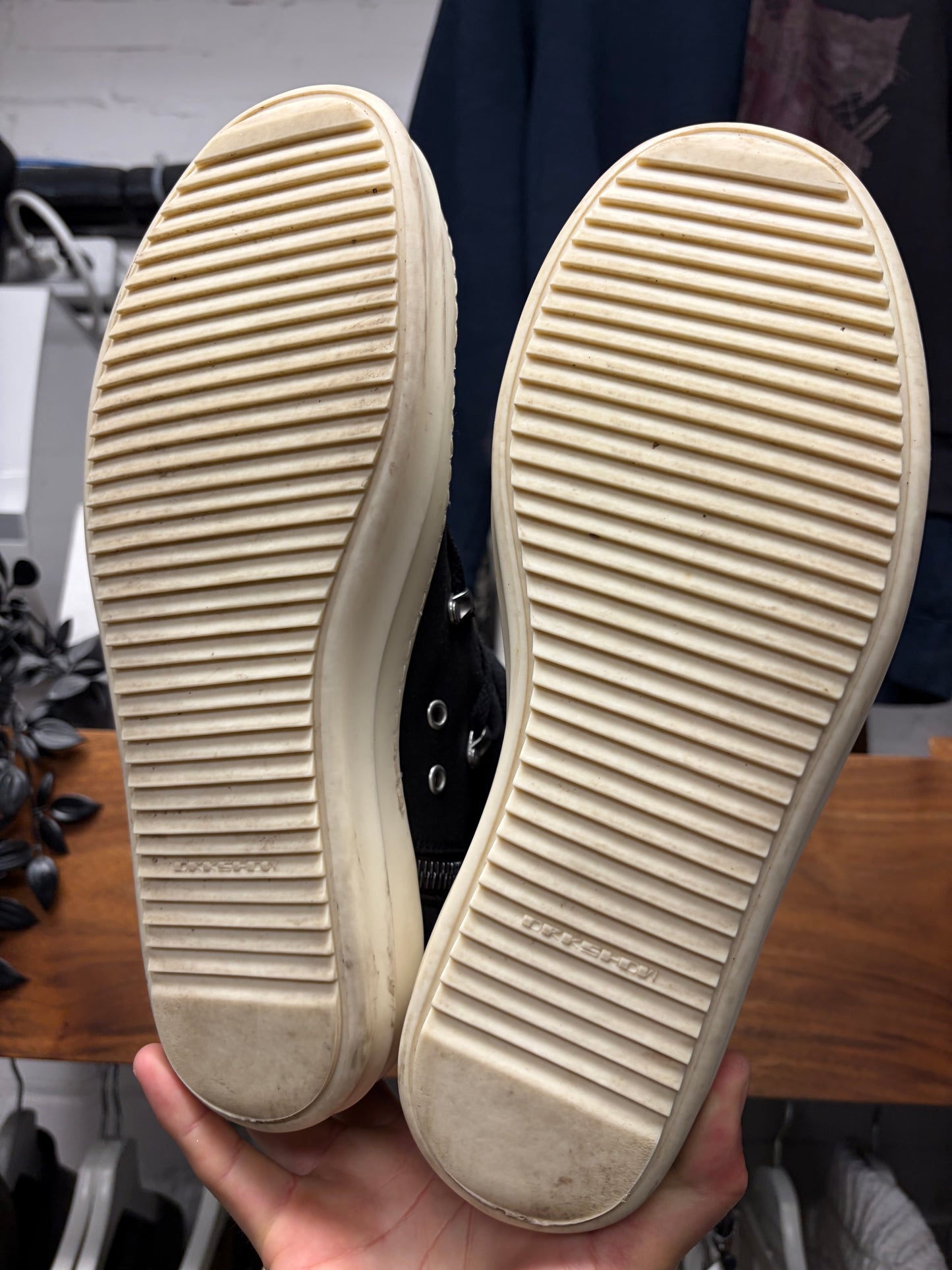 Rick Owens ‘Hexa Ramones’ Black/Milk High Top Sneakers