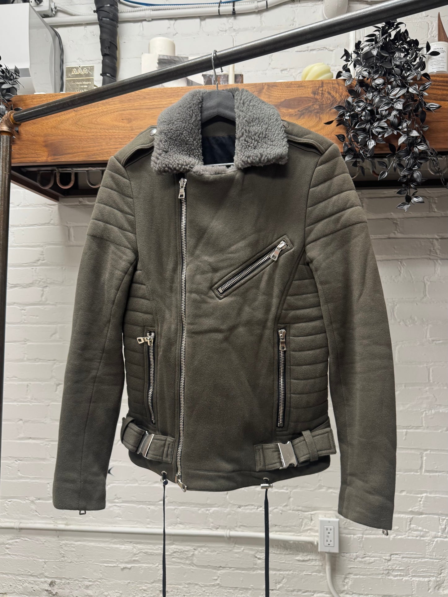 AW2014 Balmain by Olivier Rousteing Cotton Biker Jacket