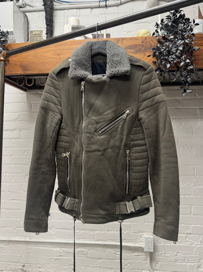 AW2014 Balmain by Olivier Rousteing Cotton Biker Jacket