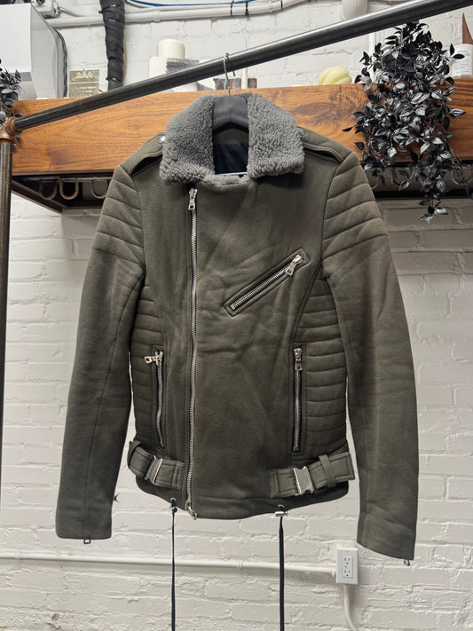 AW2014 Balmain by Olivier Rousteing Cotton Biker Jacket