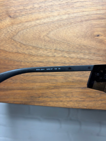 Versace Rimless Black ‘Shield’ Sport Lens Black Sunglasses