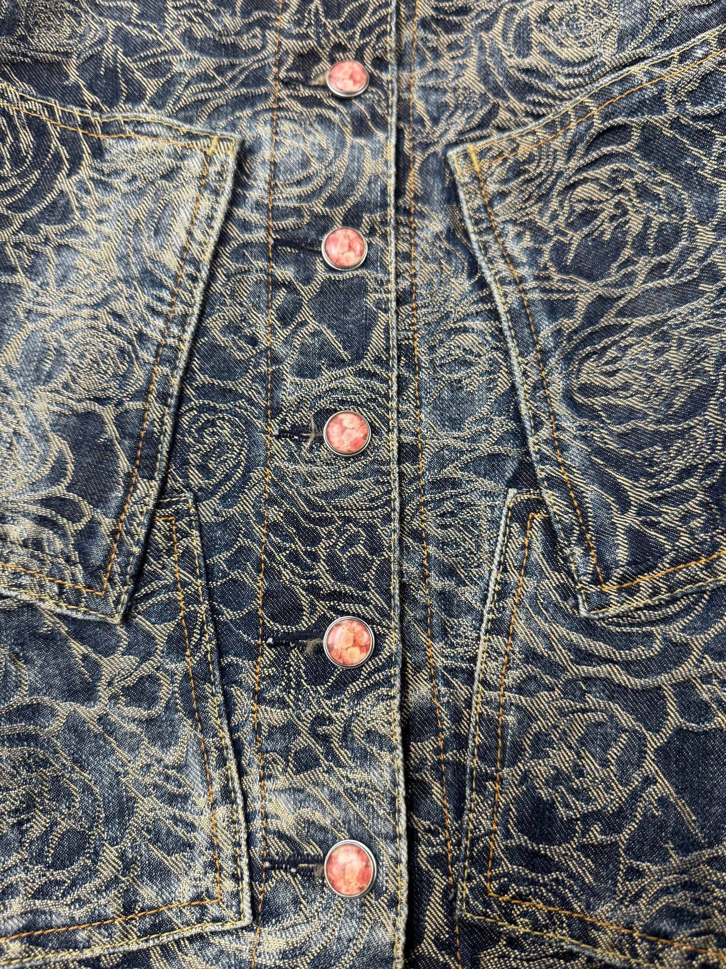 SS2007 Issey Miyake ‘Rose’ Jacquard Embroidered Denim Jacket