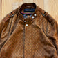 2000s Gucci ‘Diamante’ Perforated Brown Suede Biker Jacket