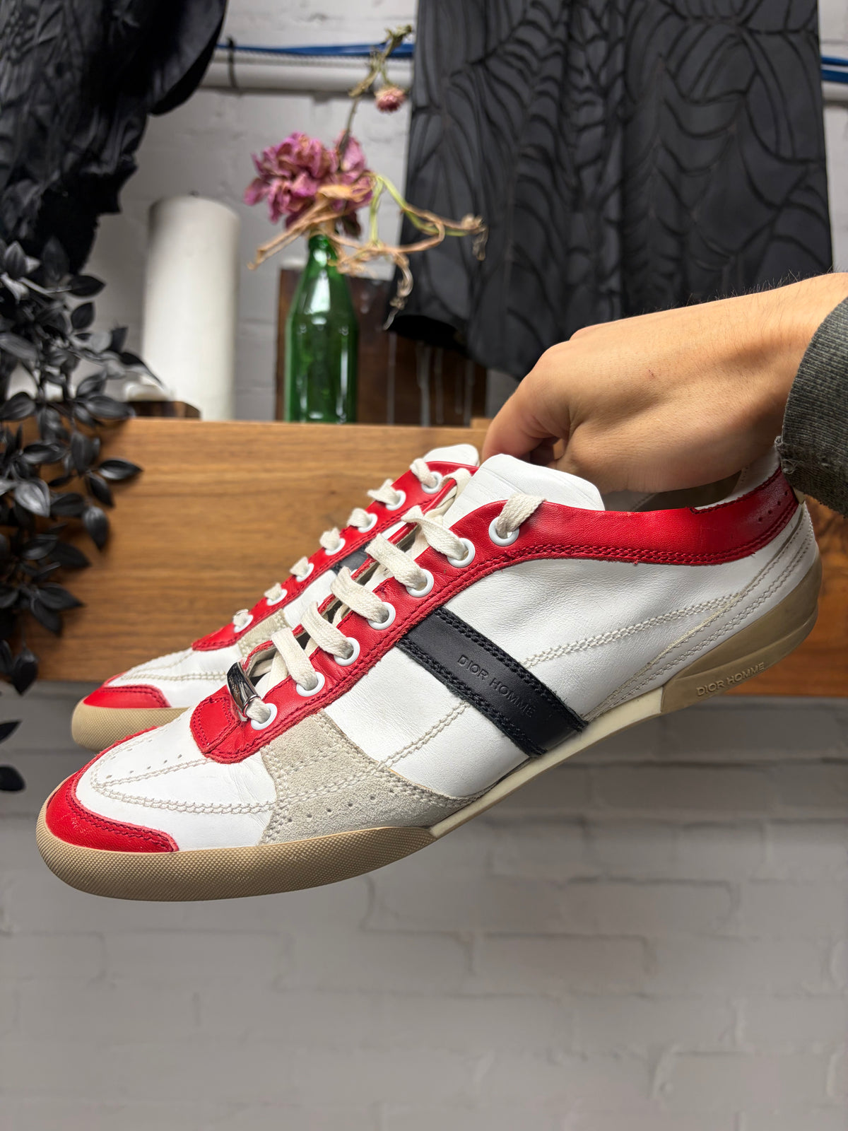 2008 Dior Homme ‘B55’ Red/White Leather ‘Court’ Low Top Sneakers