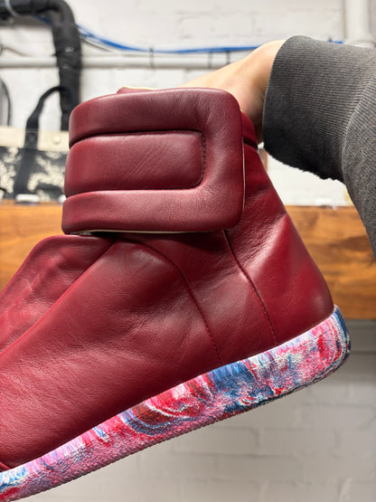 Maison Margiela ‘Future’ Burgundy/Dip Dyed Leather High Top Sneakers