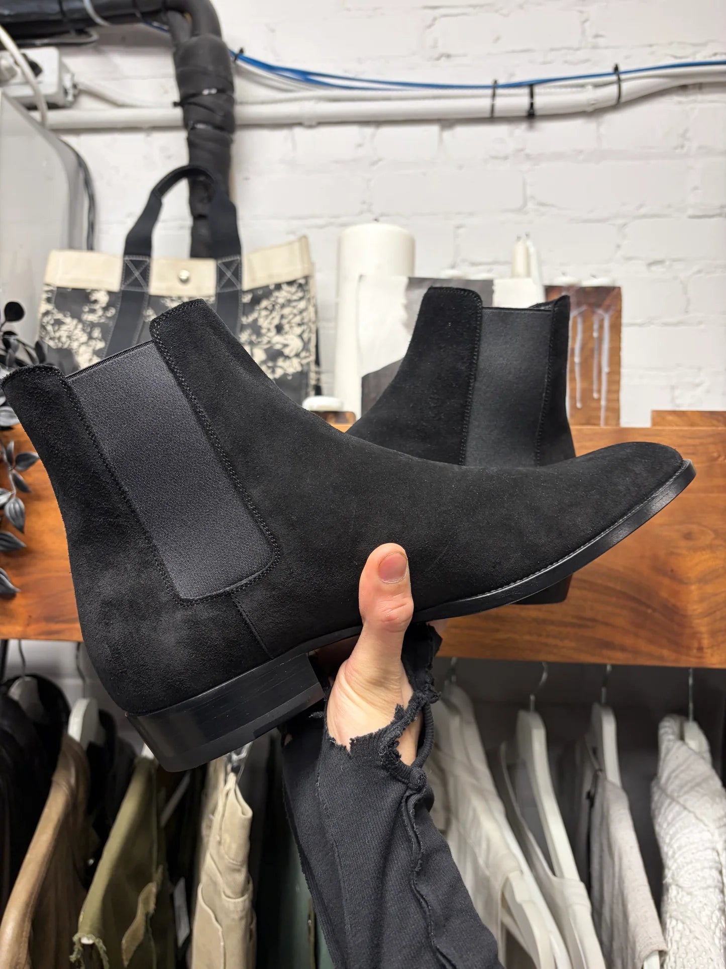 Saint Laurent ‘Wyatt’ Black Suede Chelsea Boots