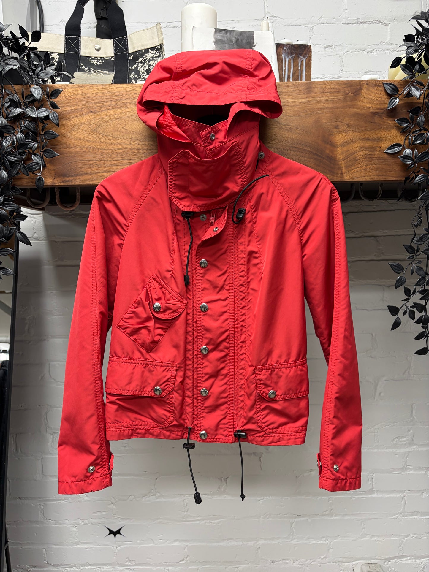 2008 Junya Watanabe Red Nylon Shell Cargo-Tech Jacket