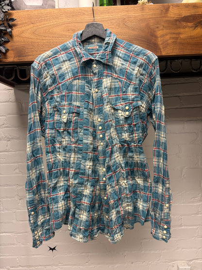 Kapital ‘Scruched’ Plaid Button Snap Western Detailed Shirt