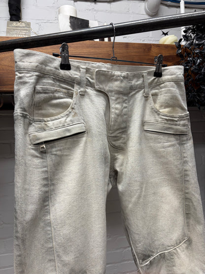 Balmain ‘Smoke Washed White’ Skinny Biker Denim