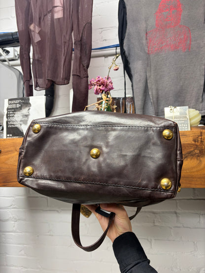 Gucci by Frida Giannini ‘Babouska’ Dark Brown Leather Handbag with Gold Hardware