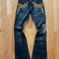 2000s Tornado Mart Black Flared Leg Embroidered Denim