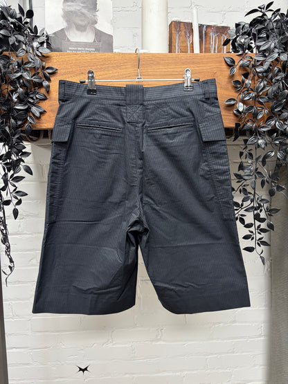 SS2008 Dior Homme Pinstripe Black Wide Leg Cargo Trouser Shorts