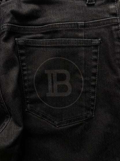 Balmain Embroidered ‘B-Crest’ Black Skinny Jeans