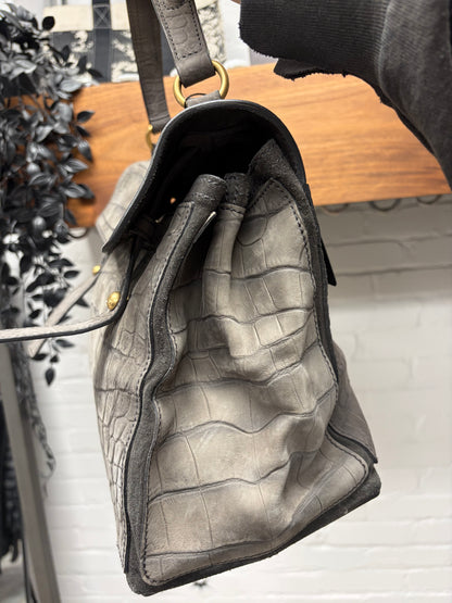 2000s Yves Saint Laurent Rive Gauche ‘Muse Two’ Croc Embossed Handbag