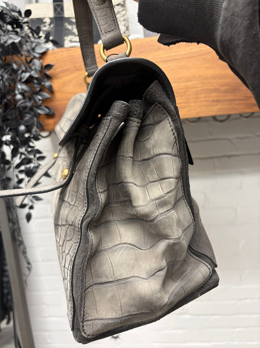 2000s Yves Saint Laurent Rive Gauche ‘Muse Two’ Croc Embossed Handbag