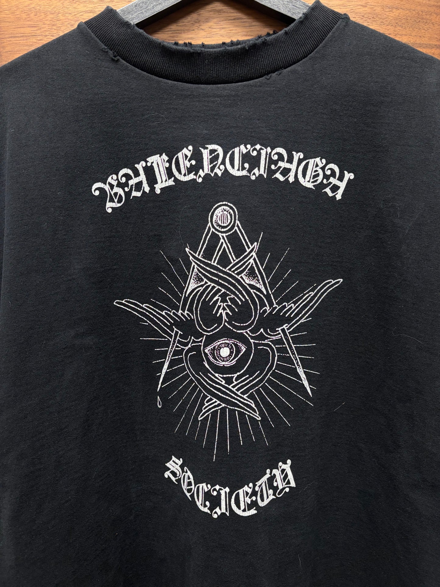 2020 Balenciaga ‘Free Your Mind’ Distressed Black Oversized T-Shirt