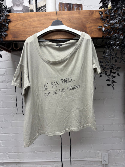 Ann Demeulemeester ‘Je Ris’ Scoop Neck Cotton Bondage T-Shirt