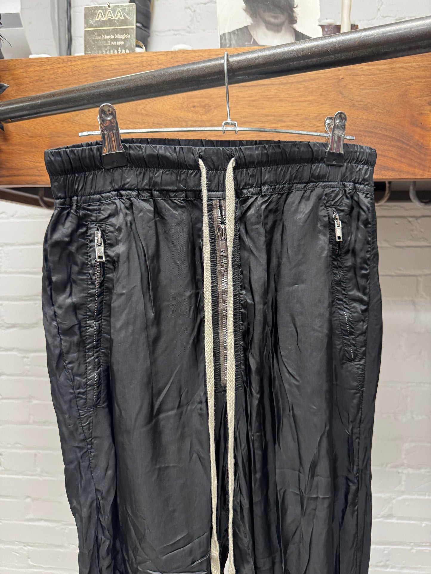 SS2021 Rick Owens ‘Phlegethon’ Black Satin Track Pants
