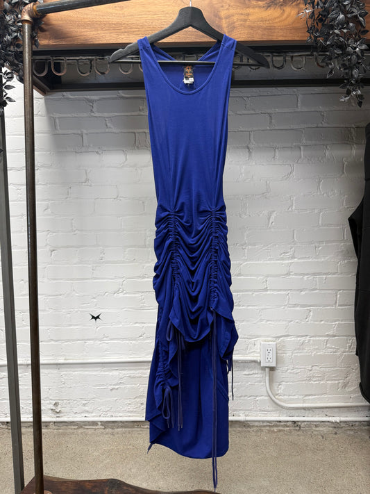 Vintage Jean Paul Gaultier ‘Soleil’ Ruched Blue Drawstring Dress