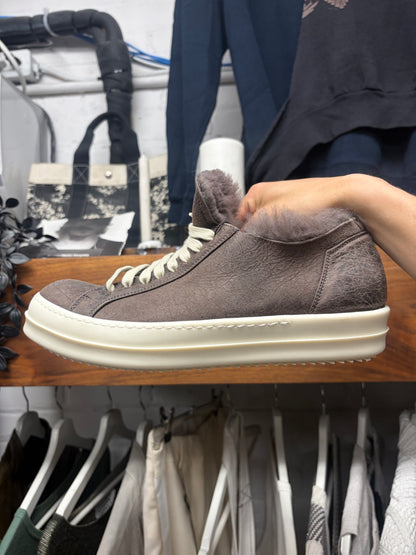 AW2025 Rick Owens DrkDust ‘Minimal Vintage Sneakers’ With Shearling Liner