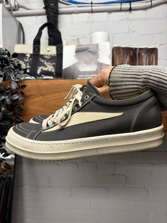 Rick Owens Black/Milk Canvas ‘Vans’ Low Top Sneakers