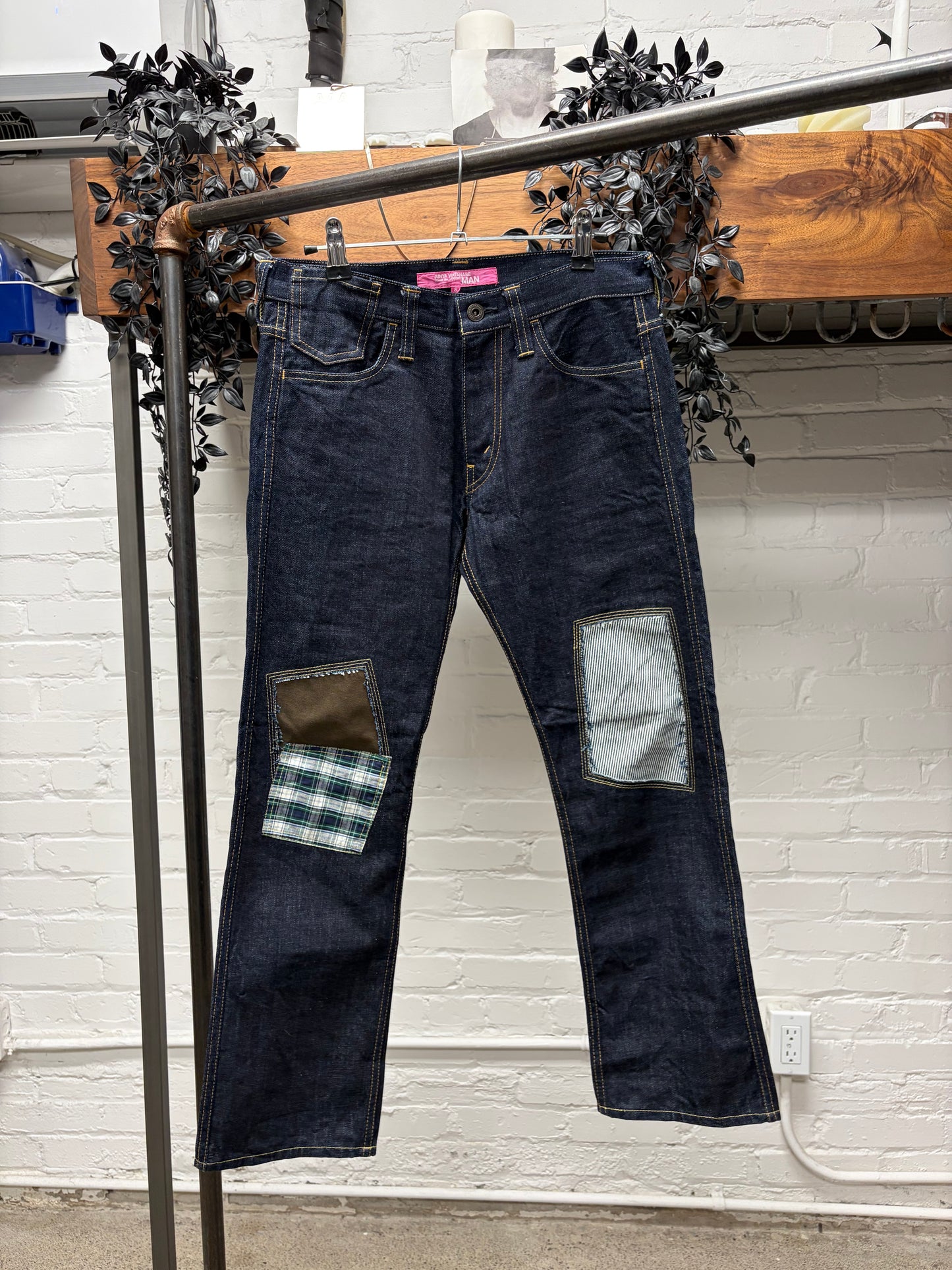 2011 Junya Watanabe Reconstructed Patchwork Raw Blue Bootcut Denim