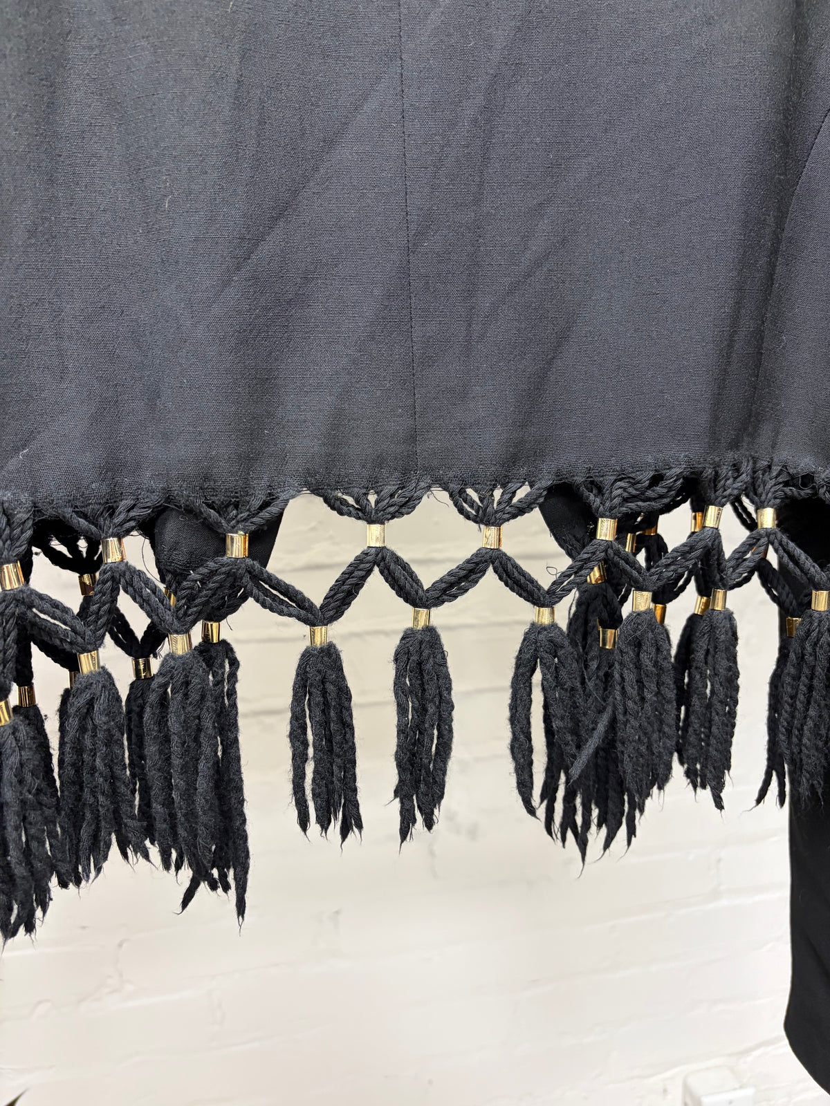 Vintage Jean Paul Gaultier Homme Runway ‘Braided Tassel’ Cropped Black Blazer with Gold Liner