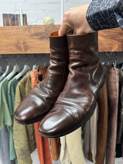 Maison Margiela ‘Natural Patina’ Brown Leather Side-Zip Boots