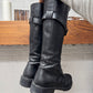 Ann Demeulemeester ‘Danny’ Knee High Calfskin Leather Combat Boots
