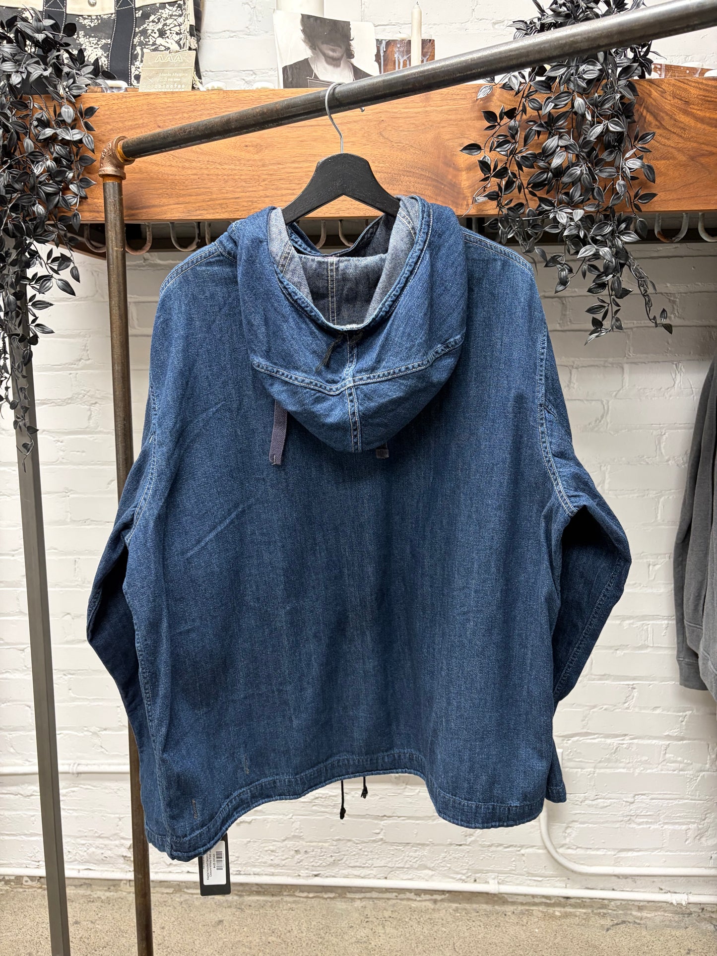 Kapital Hooded Denim Drawstring Closure Military Field Jacket