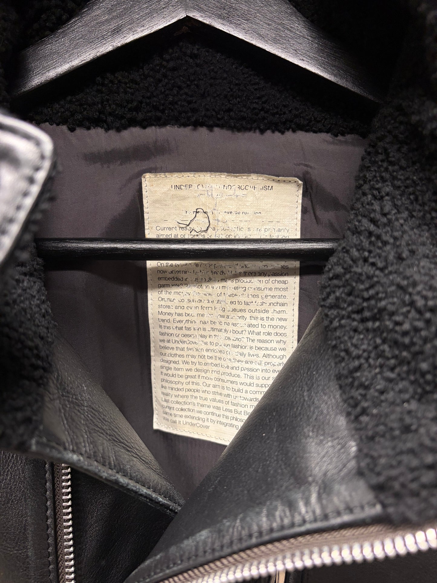 AW2010 Undercover Grained Black Calfskin Leather ‘Scuba’ Metal Wire Hooded Jacket