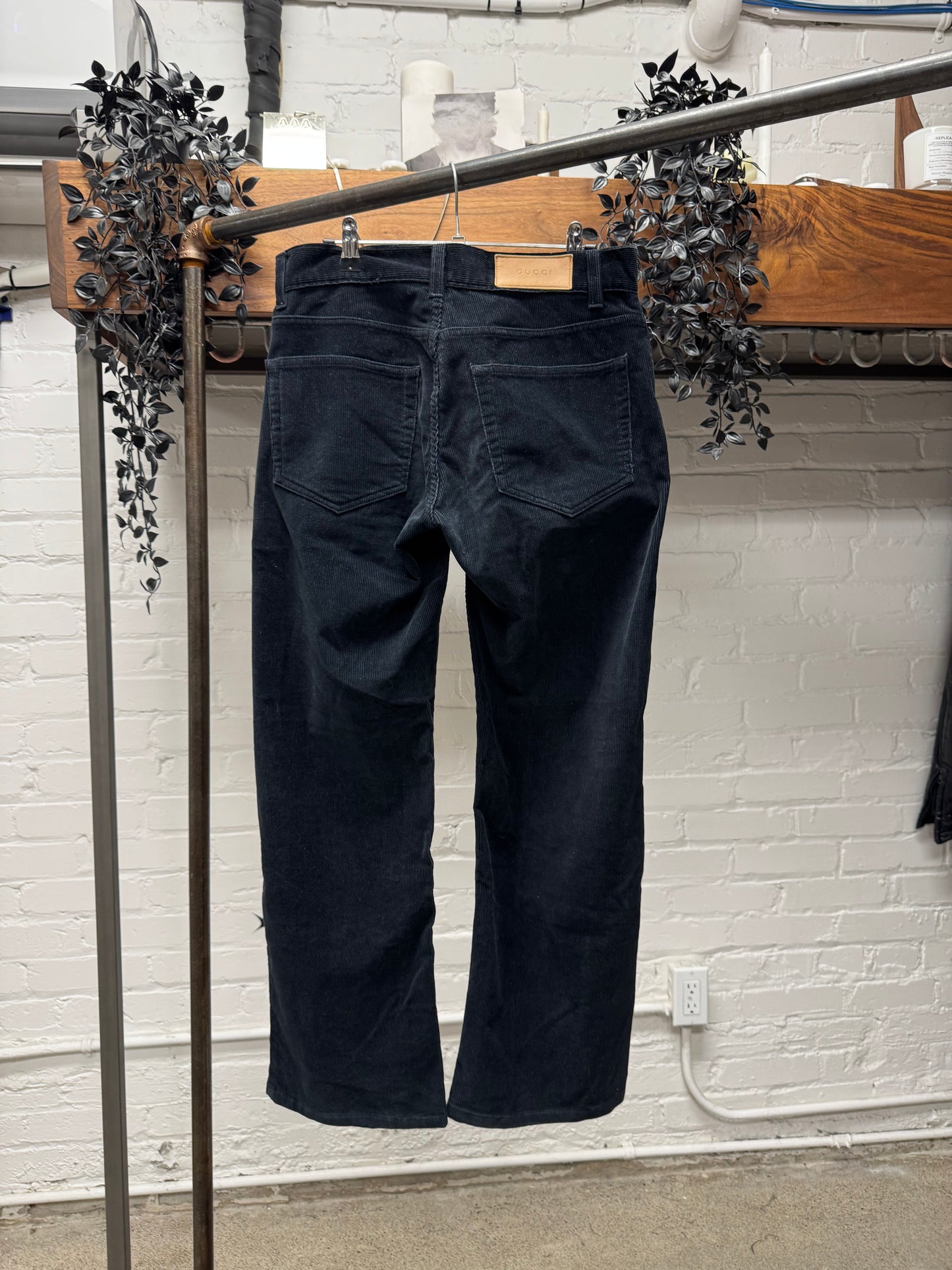 Mid 2000s Gucci Faded Blue Corduroy Flared Leg Pants