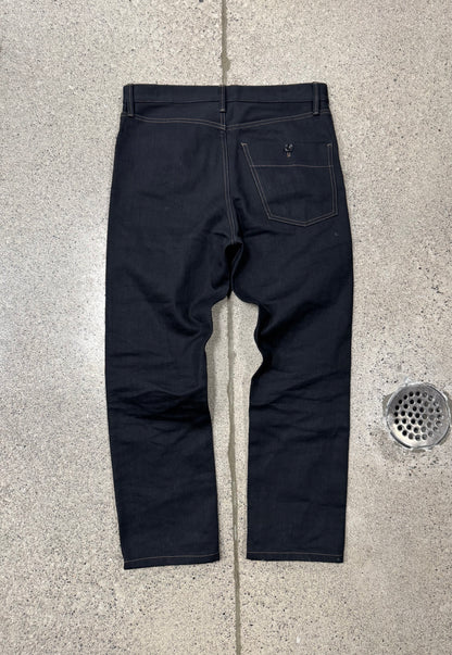Lemaire Contrast Stitch Straight Leg Black Denim