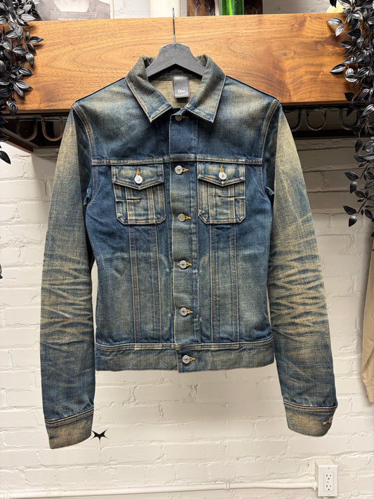Dior Homme Dirt Washed Blue Slim Cut Denim Jacket