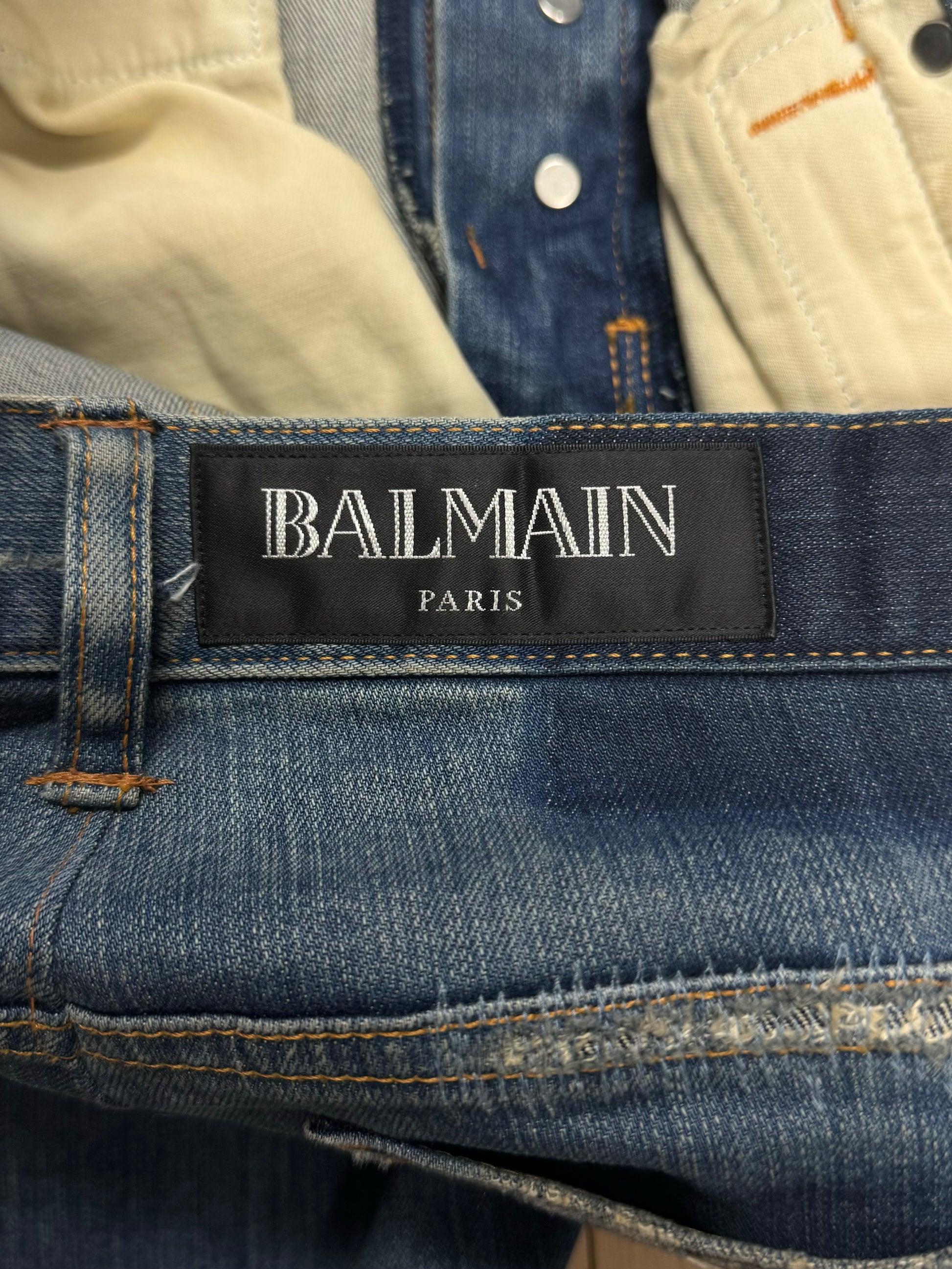 Balmain Slim/Skinny Distressed Blue Denim - Main Image