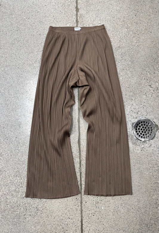 Issey Miyake Pleats Please Brown Wide Leg Trousers