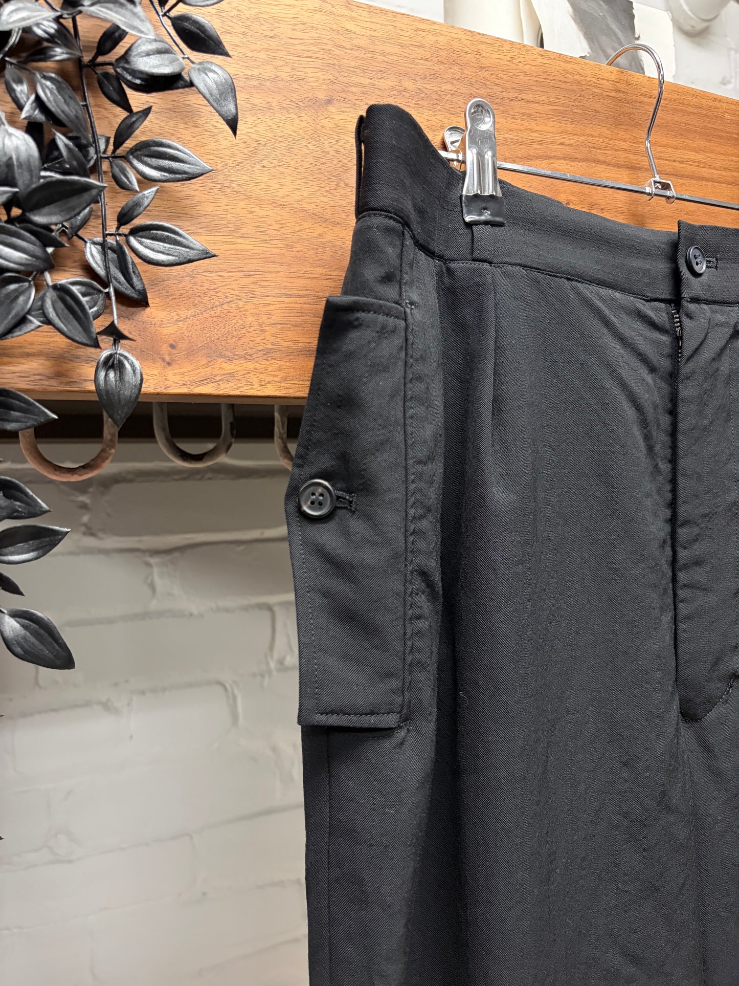 Vintage Y’s for Men by Yohji Yamamoto Button Hem Cotton Trousers with Side Flaps